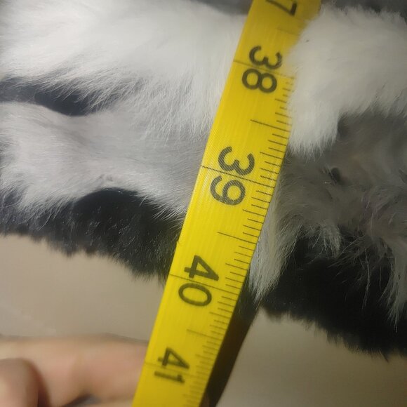 Love Token Scarf Black White Grey Kathleen Rabbit Pull Through OS Rex Rabbit Fur - Picture 8 of 11